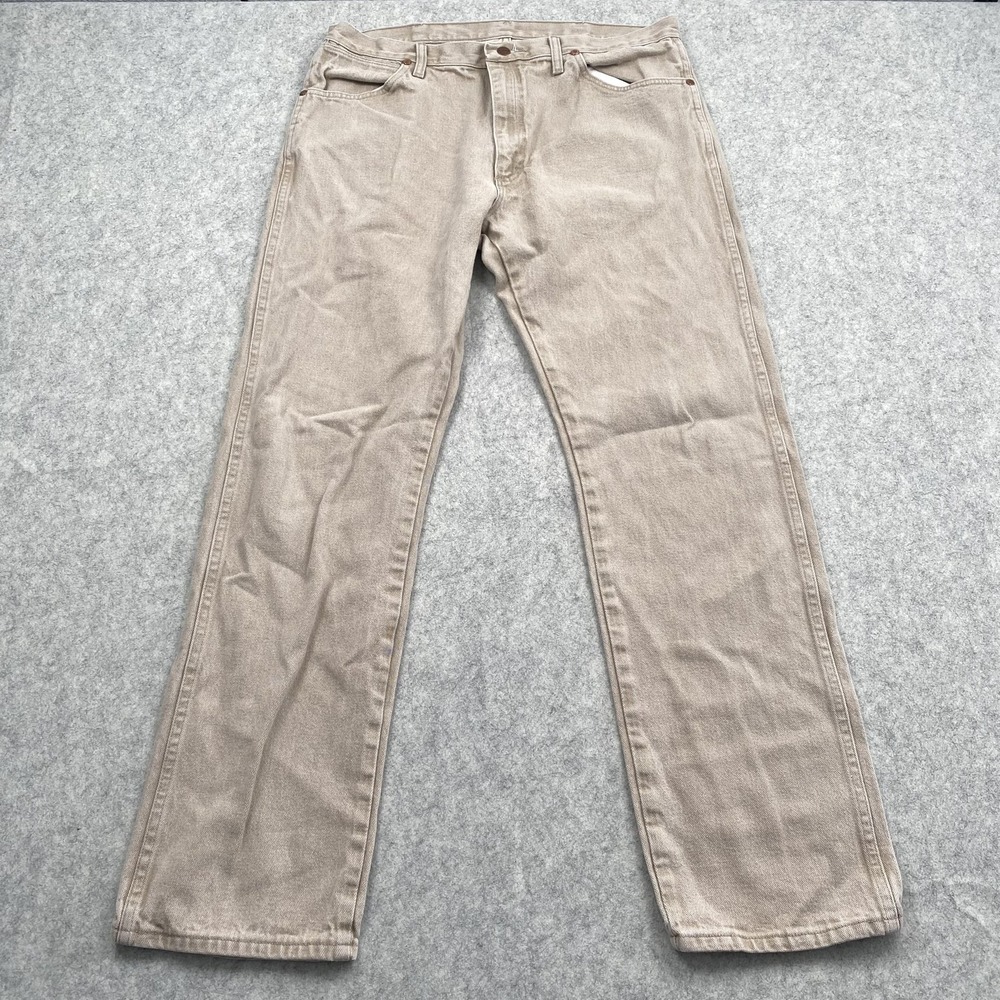 Wrangler Jeans Mens 36x32 (35x31) Beige Light Wash Regular Straight 1013MWZTN